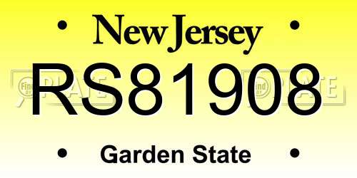 RS81908 New Jersey License Plate
