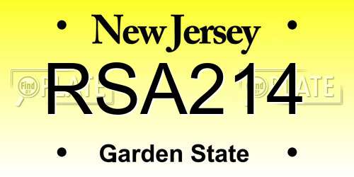 RSA214 New Jersey License Plate