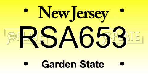 RSA653 New Jersey License Plate