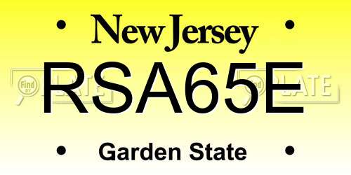 RSA65E New Jersey License Plate