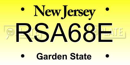 RSA68E New Jersey License Plate
