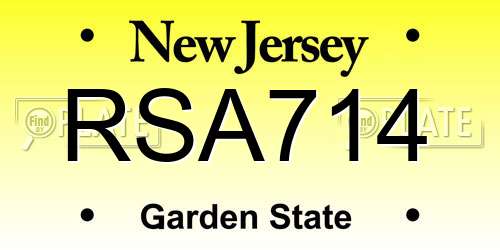 RSA714 New Jersey License Plate