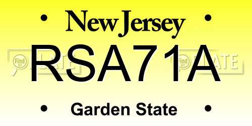 RSA71A New Jersey License Plate