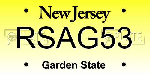 RSAG53 New Jersey License Plate