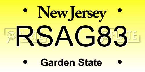 RSAG83 New Jersey License Plate