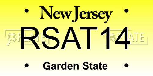RSAT14 New Jersey License Plate