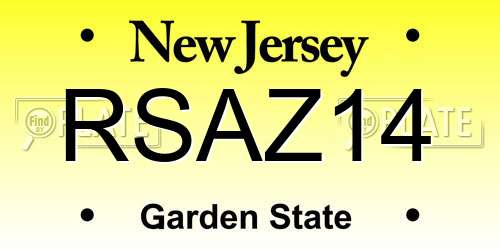 RSAZ14 New Jersey License Plate