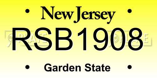 RSB1908 New Jersey License Plate
