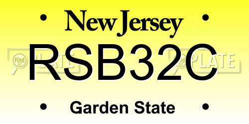 RSB32C New Jersey License Plate