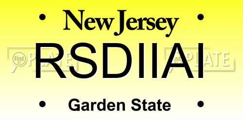 RSDIIAI New Jersey License Plate