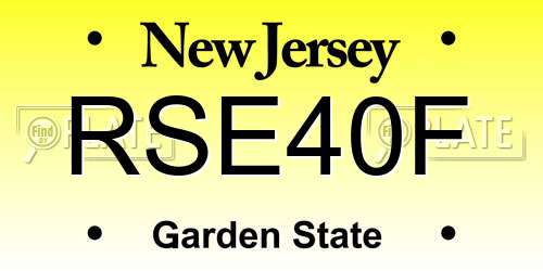 RSE40F New Jersey License Plate