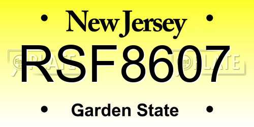 RSF8607 New Jersey License Plate