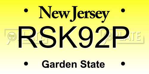 RSK92P New Jersey License Plate