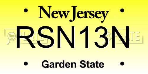 RSN13N New Jersey License Plate