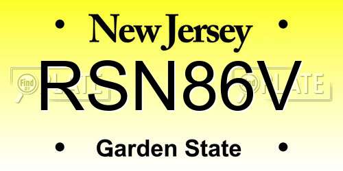 RSN86V New Jersey License Plate