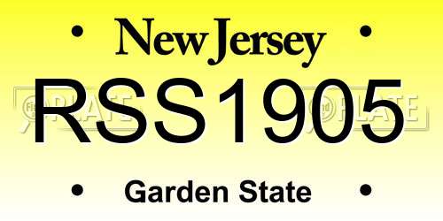 RSS1905 New Jersey License Plate