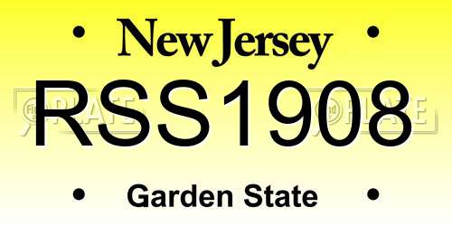 RSS1908 New Jersey License Plate