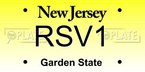 RSV1 New Jersey License Plate