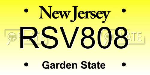 RSV808 New Jersey License Plate