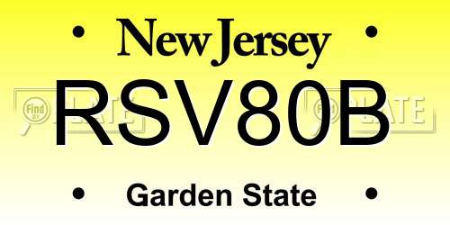 RSV80B New Jersey License Plate