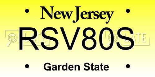RSV80S New Jersey License Plate