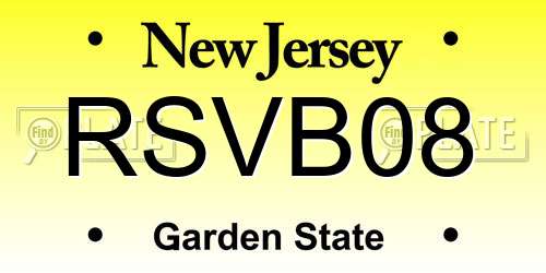 RSVB08 New Jersey License Plate