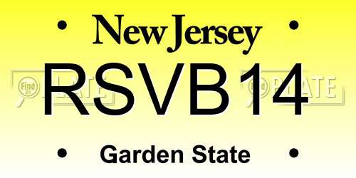RSVB14 New Jersey License Plate