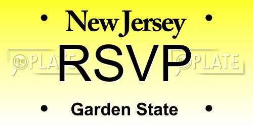 RSVP New Jersey License Plate
