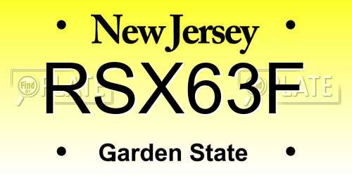 RSX63F New Jersey License Plate
