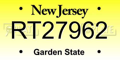 RT27962 New Jersey License Plate