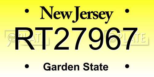 RT27967 New Jersey License Plate
