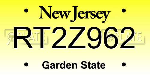 RT2Z962 New Jersey License Plate