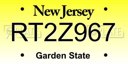 RT2Z967 New Jersey License Plate