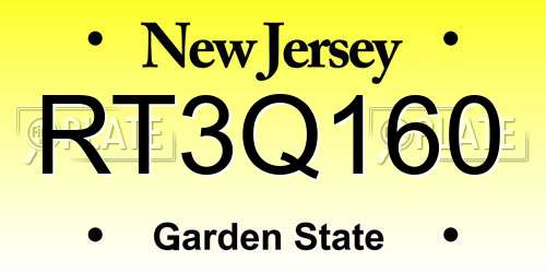 RT3Q160 New Jersey License Plate