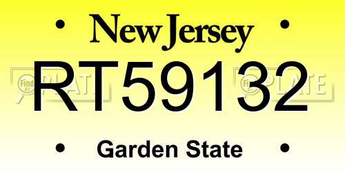 RT59132 New Jersey License Plate