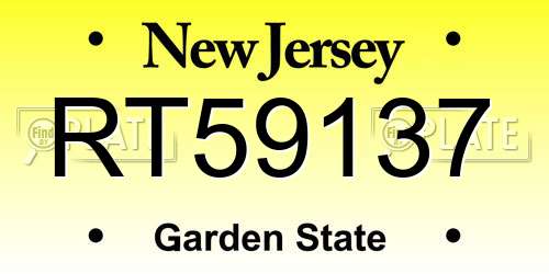 RT59137 New Jersey License Plate