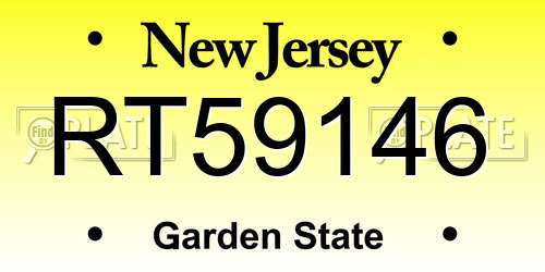 RT59146 New Jersey License Plate