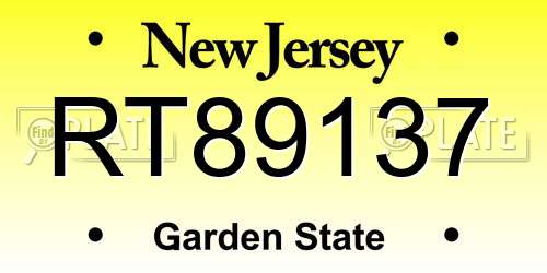 RT89137 New Jersey License Plate