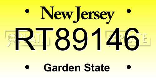RT89146 New Jersey License Plate