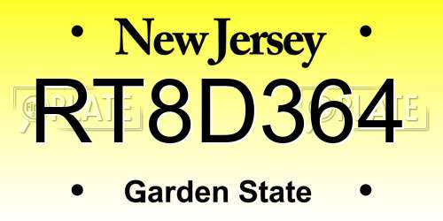 RT8D364 New Jersey License Plate