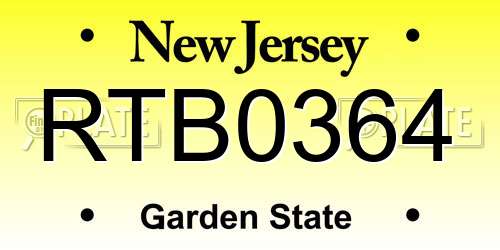 RTB0364 New Jersey License Plate