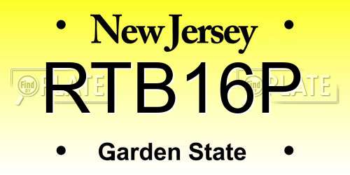 RTB16P New Jersey License Plate