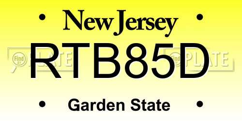 RTB85D New Jersey License Plate
