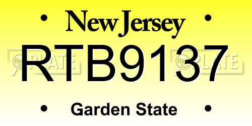 RTB9137 New Jersey License Plate