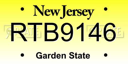RTB9146 New Jersey License Plate