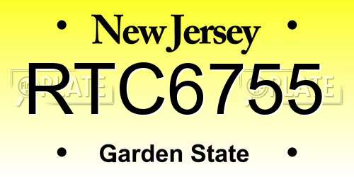 RTC6755 New Jersey License Plate