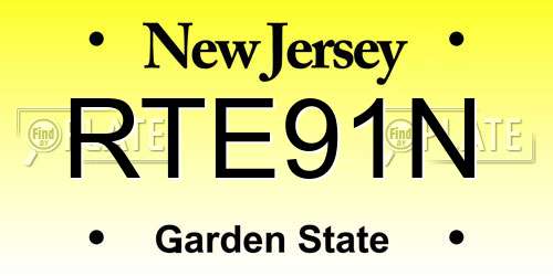RTE91N New Jersey License Plate