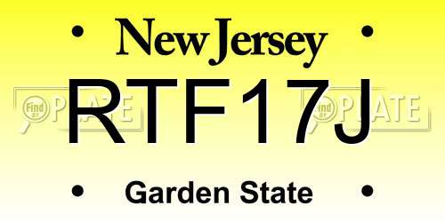 RTF17J New Jersey License Plate
