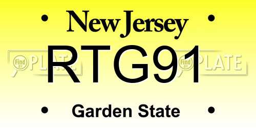 RTG91 New Jersey License Plate