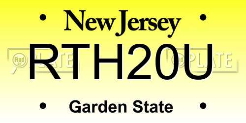 RTH20U New Jersey License Plate
